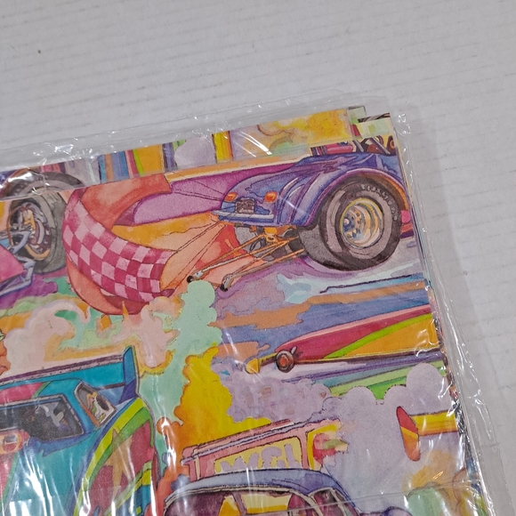 Vintage Hallmark Wrapping Paper Racing Cars Gift Wrap Lot of 27 NIP - Picture 8 of 10